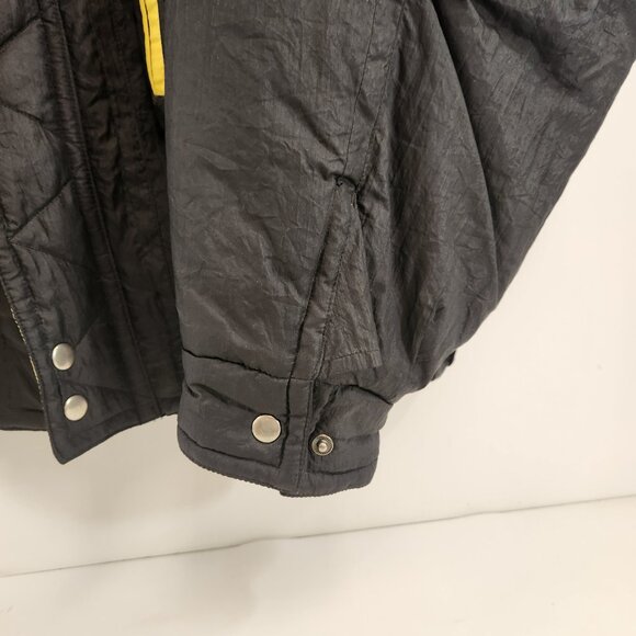 Vintage 90s Black & Yellow Nylon Insulated Bomber Jacket Unisex - Picture 4 of 13